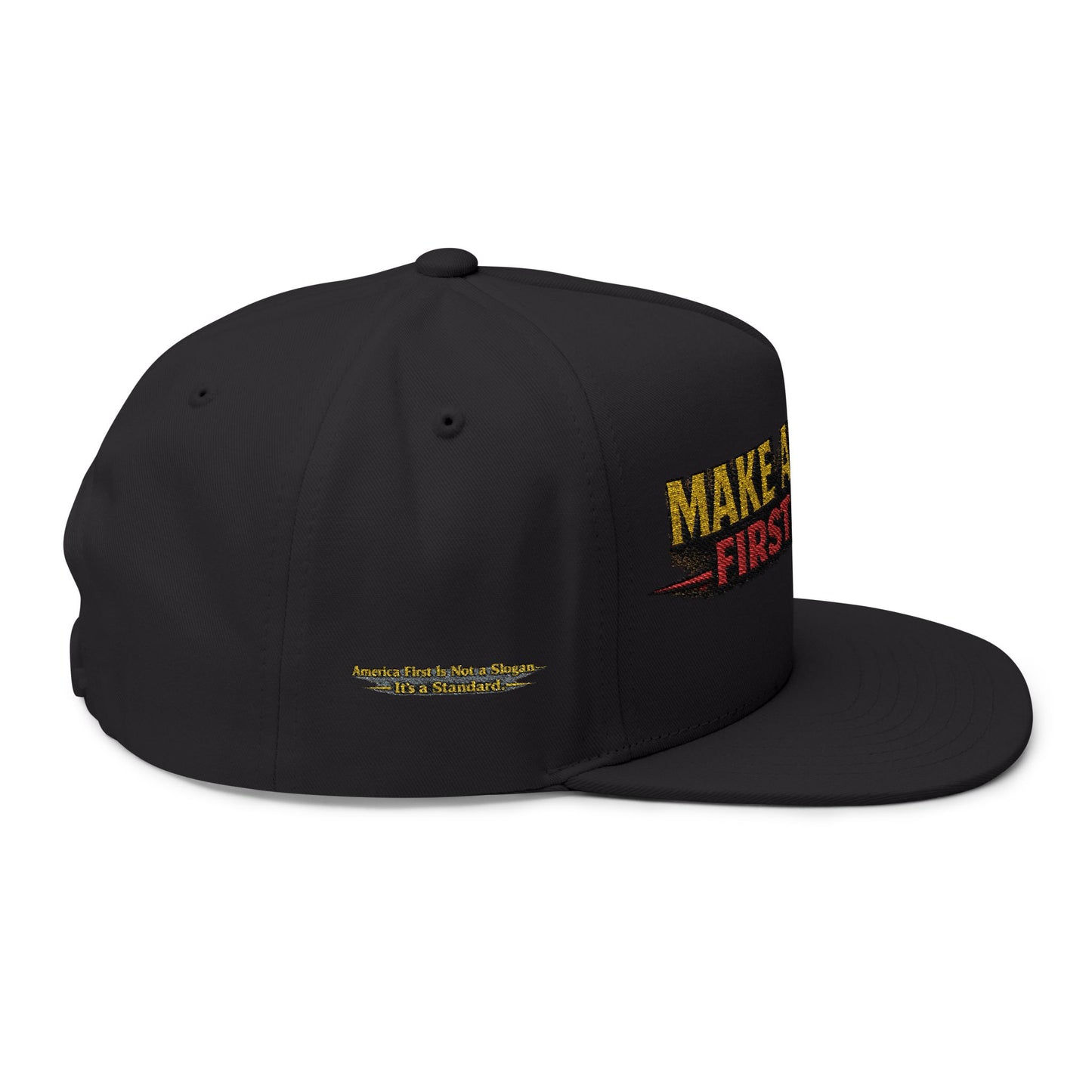 "Make America First Again" Book Merch Flat Bill Cap (Embroidered)