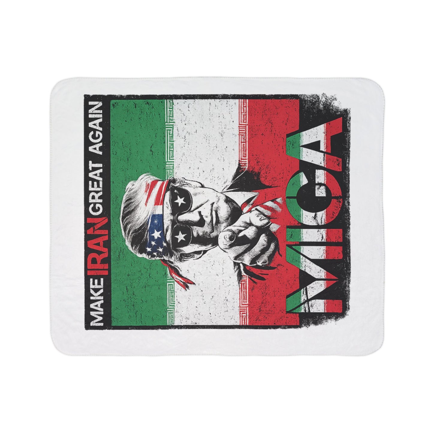 "Make Iran Great Again (MIGA)" Trump Fleece Sherpa Blanket