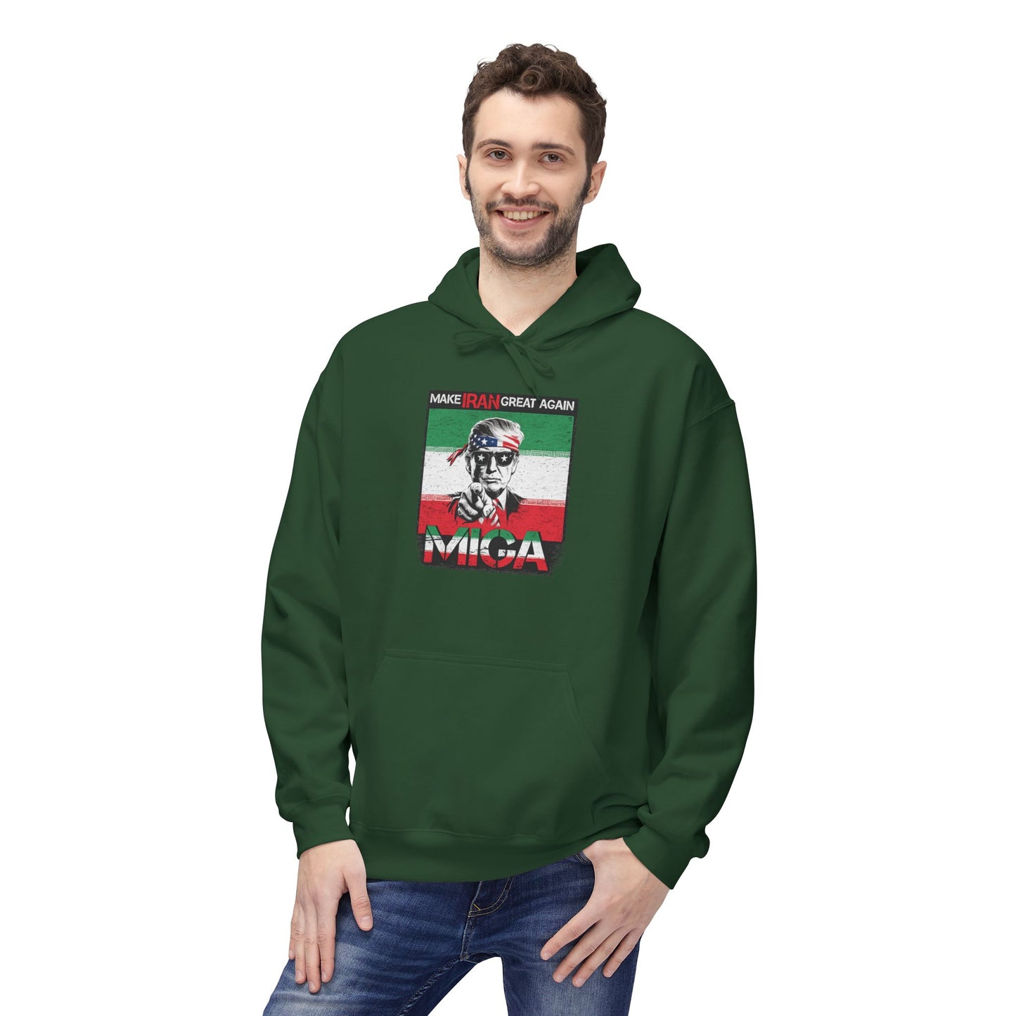 "Make Iran Great Again (MIGA)" Trump Gildan Brand Hoodie