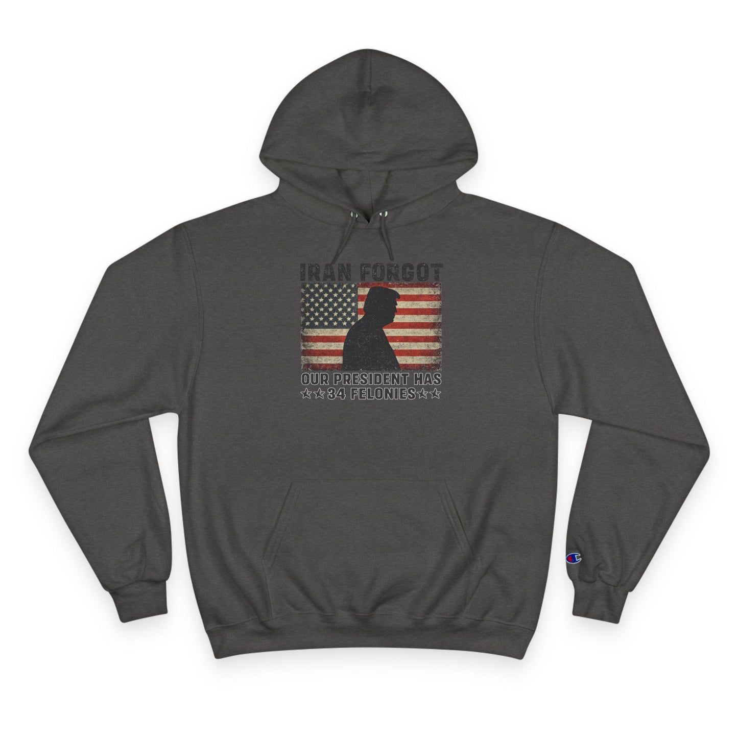"Iran Forgot, Our President Has 34 Felonies" President Trump Champion Brand Hoodie