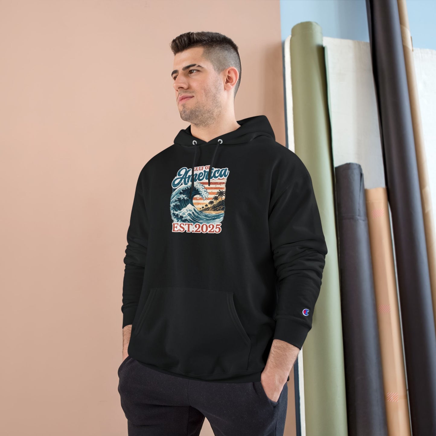 Gulf of America Est. 2025 Waves Champion Brand Hoodie