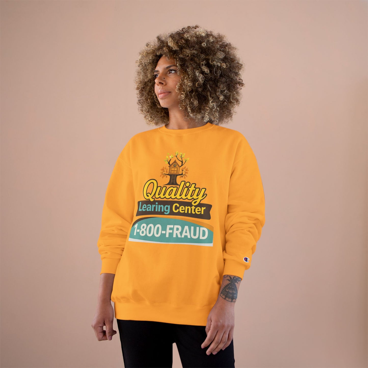 "Quality Learing Center" 1-800-FRAUD Champion Brand Crewneck Sweatshirt