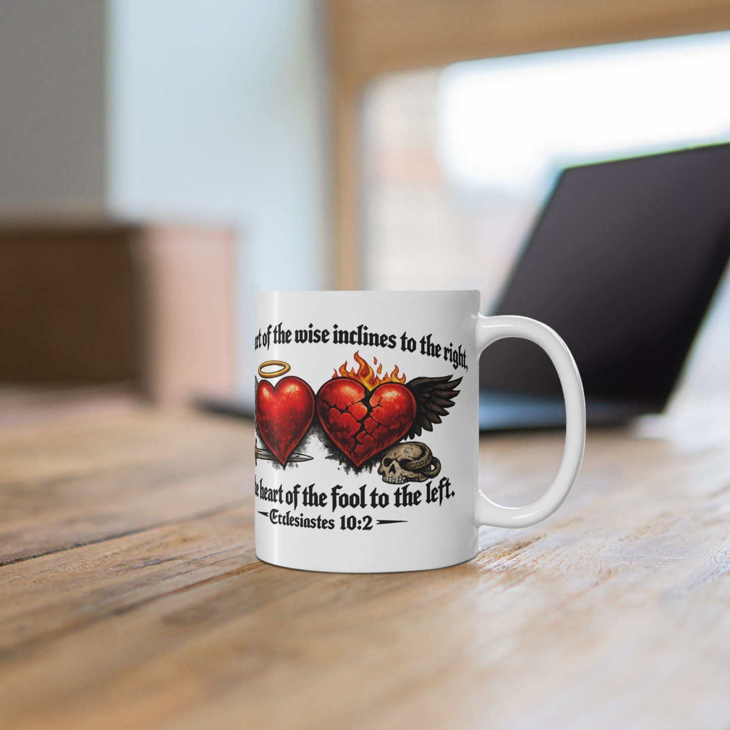 Ecclesiastes 10:2 Winged Hearts Conservative & Liberal Meanings Coffee Mug