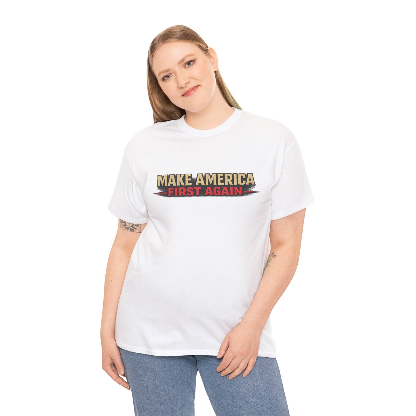 "Make America First Again" America First Is Not A Slogan - It's A Standard Gildan Brand T-Shirt