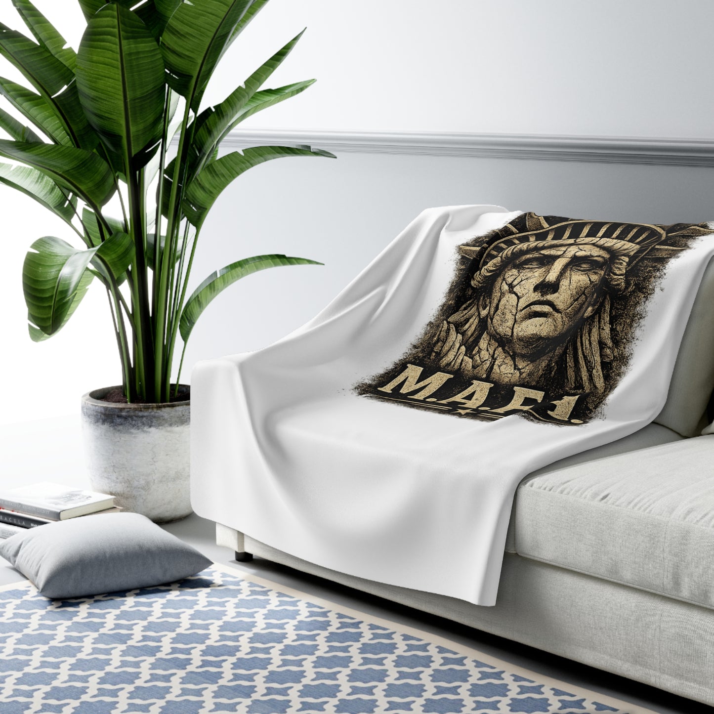 M.A.F.A. "Statue Of Liberty" "Sovereignty Security Prosperity " Sherpa Fleece Blanket