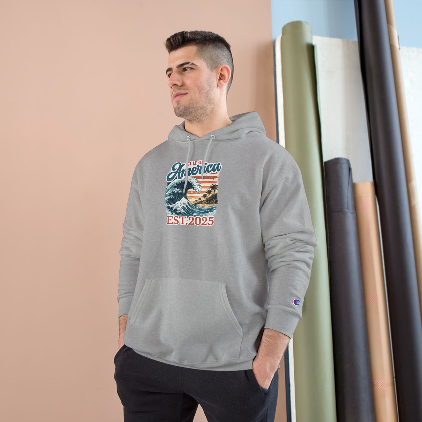 Gulf of America Est. 2025 Waves Champion Brand Hoodie