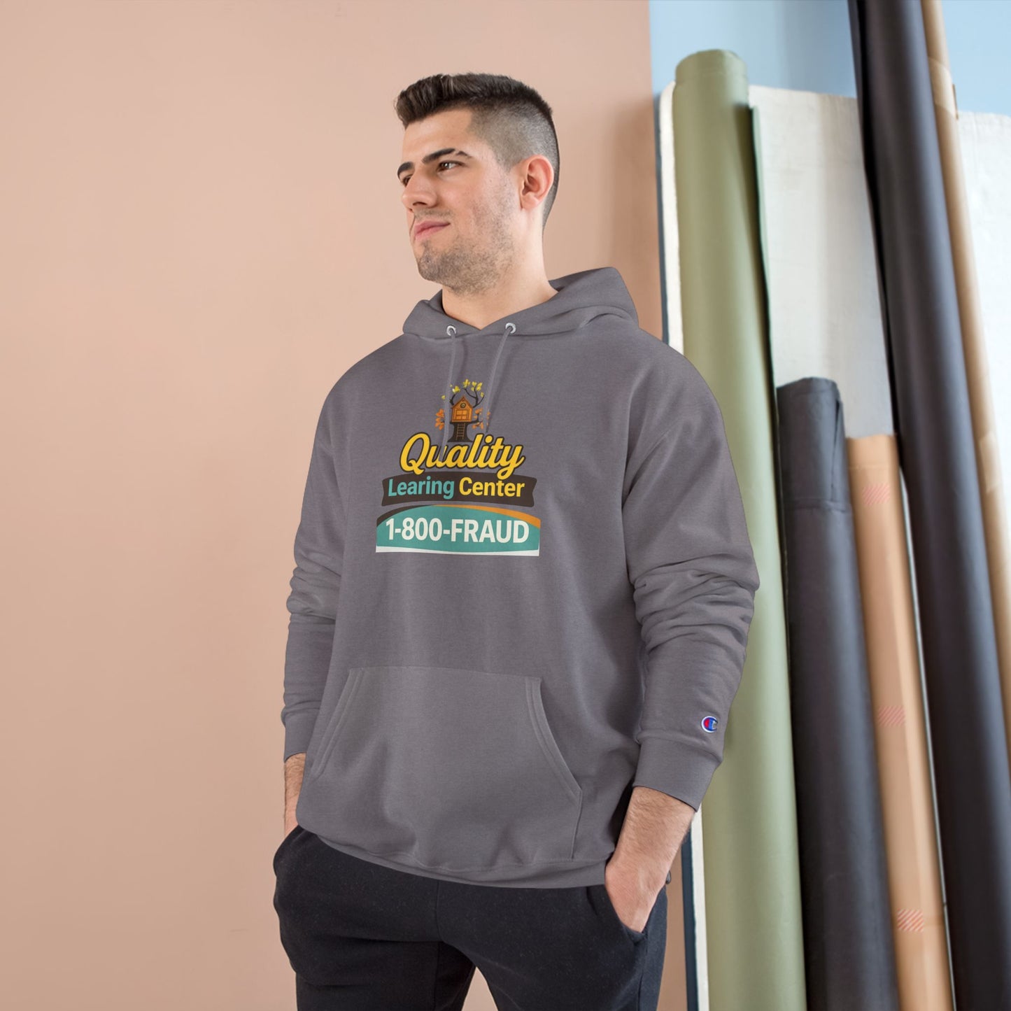 "Quality Learing Center" 1-800-FRAUD Champion Brand Hoodie