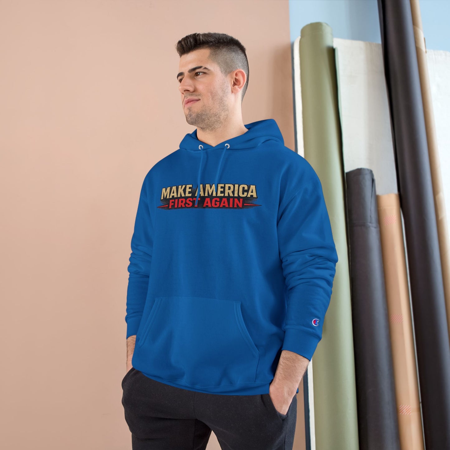 "Make America First Again" America First Is Not A Slogan - It's A Standard Champion Brand Hoodie