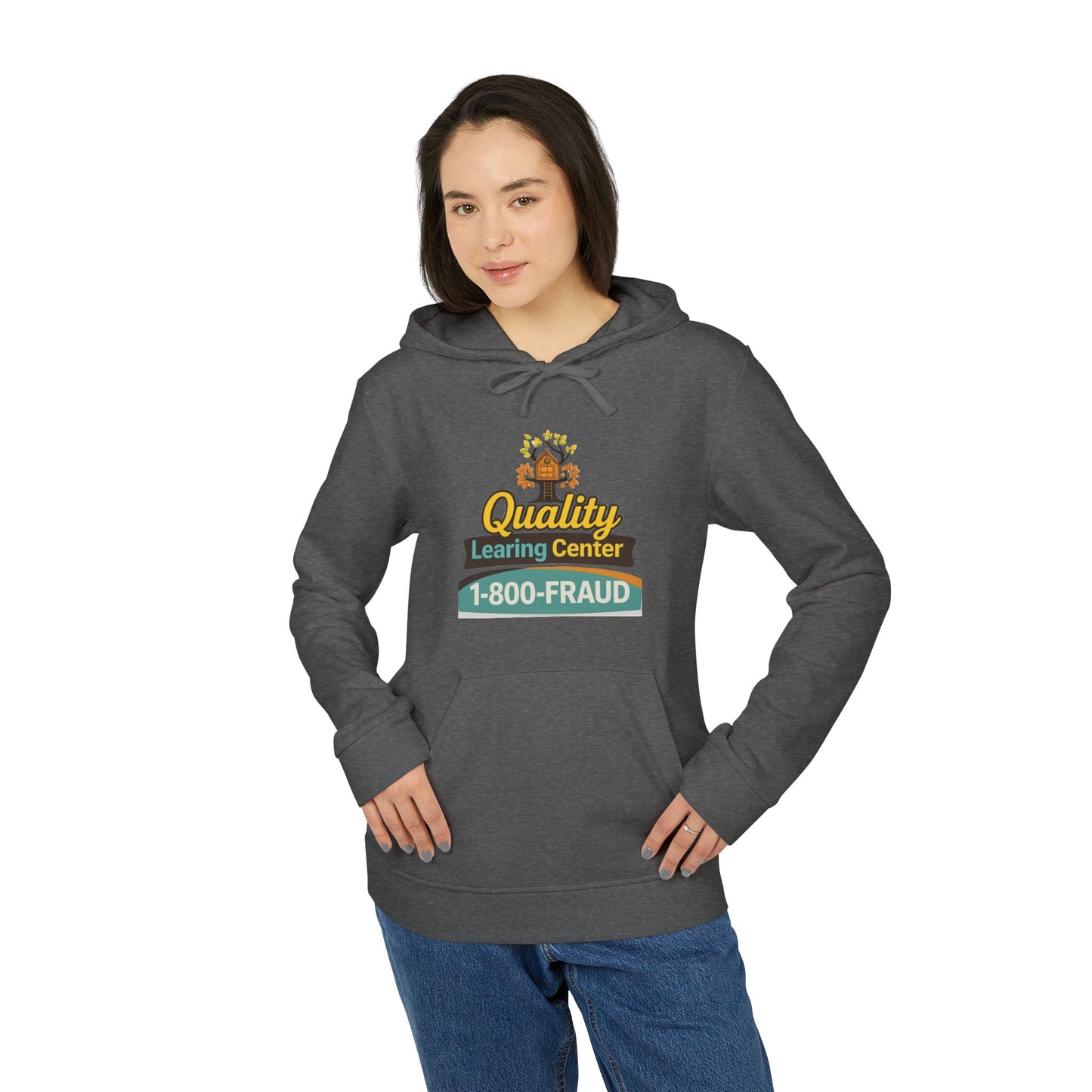 "Quality Learing Center" 1-800-FRAUD Adidas Brand Hoodie