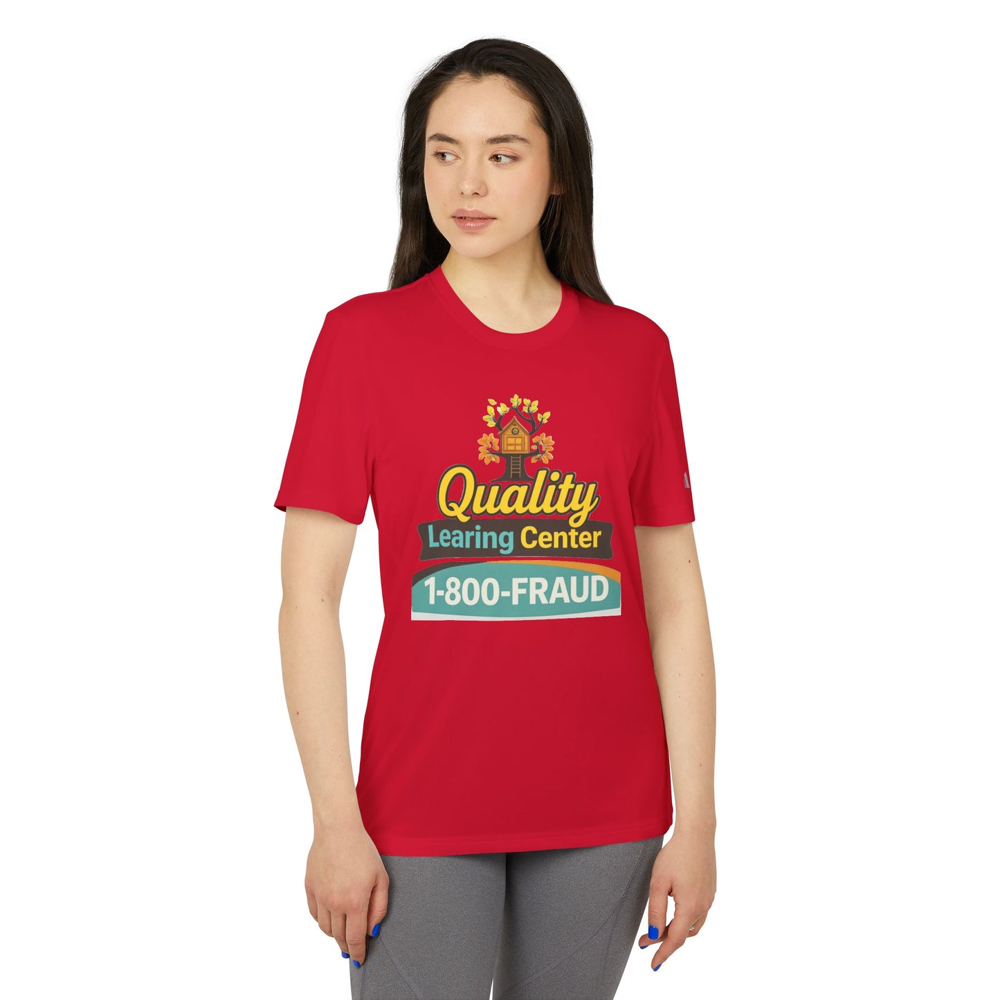 "Quality Learing Center" 1-800-FRAUD Adidas Brand T-Shirt