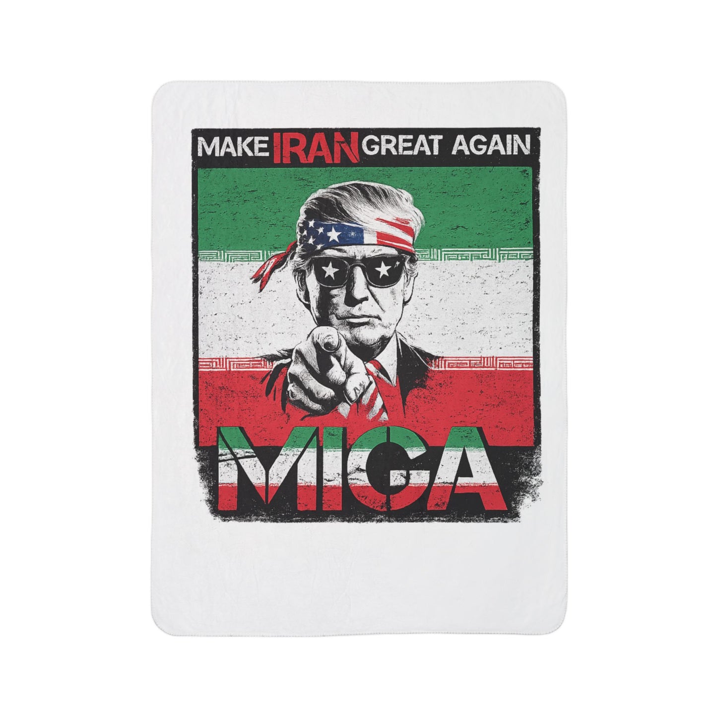 "Make Iran Great Again (MIGA)" Trump Fleece Sherpa Blanket