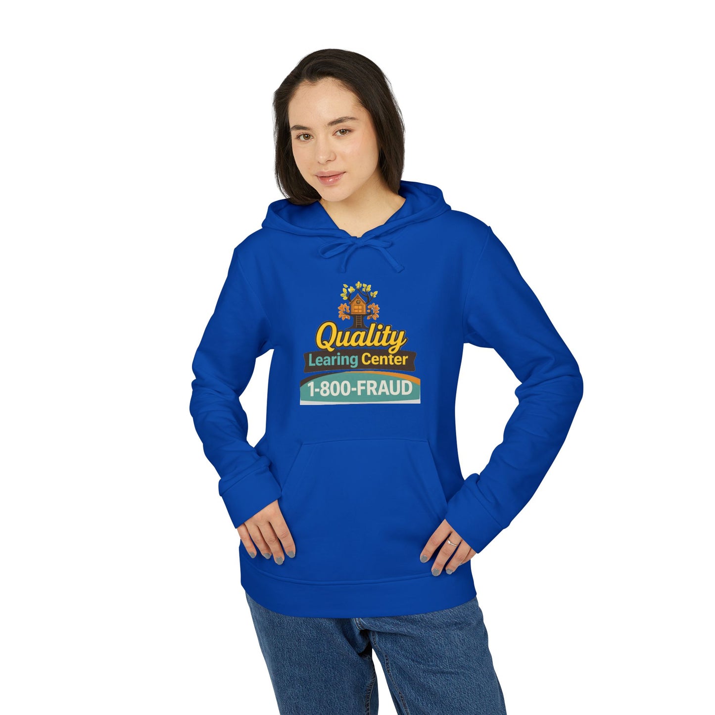 "Quality Learing Center" 1-800-FRAUD Adidas Brand Hoodie