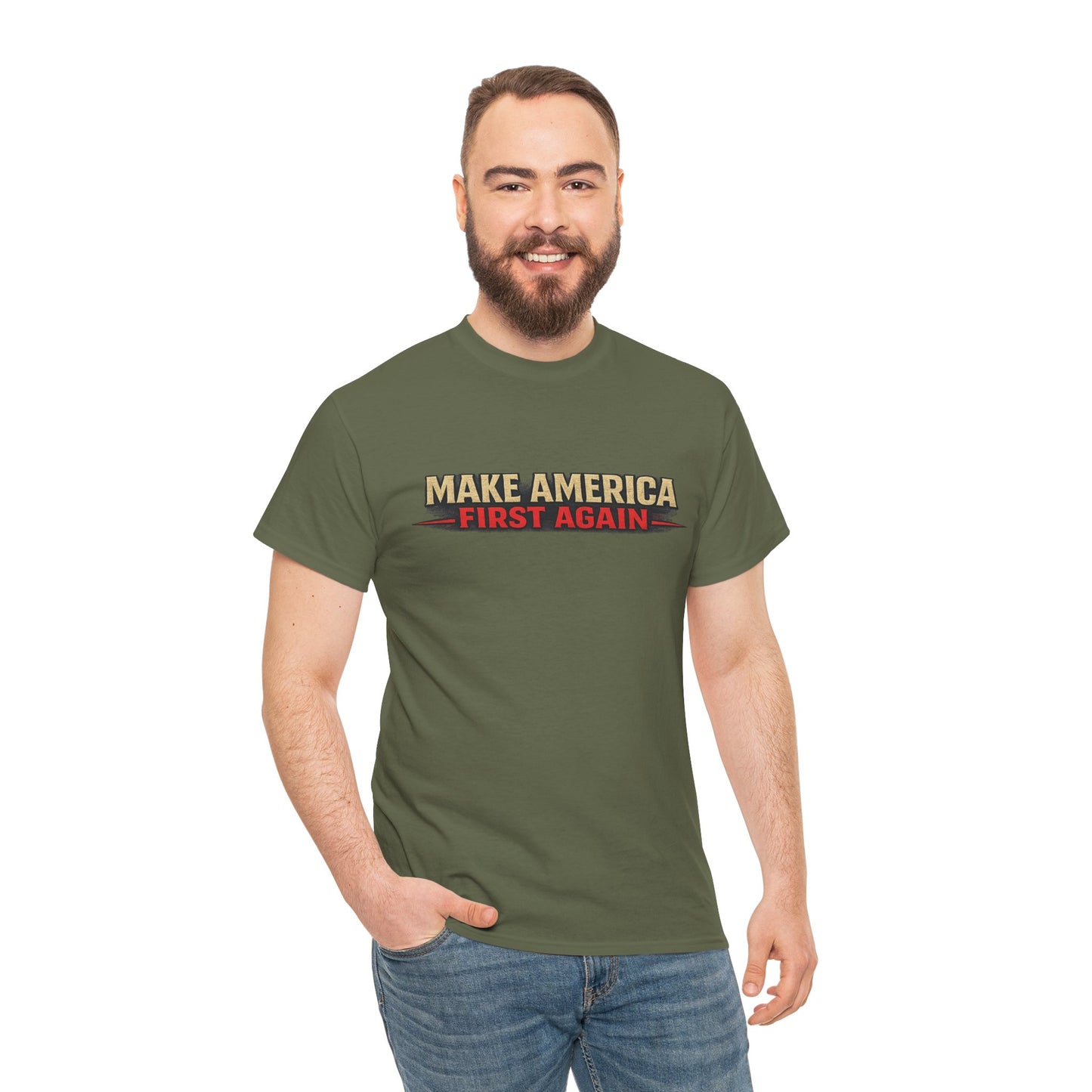 "Make America First Again" America First Is Not A Slogan - It's A Standard Gildan Brand T-Shirt