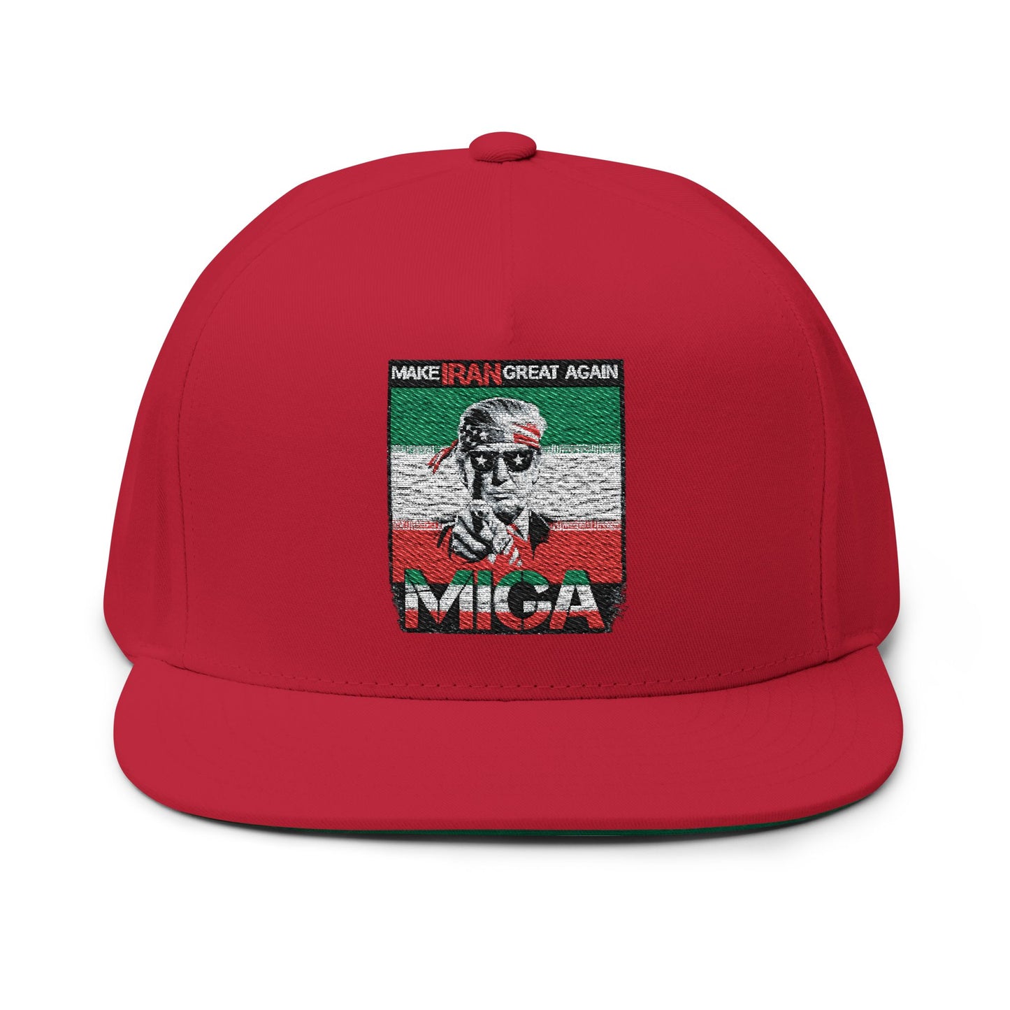 "Make Iran Great Again (MIGA)" Trump Embroidered Flat Bill Hat