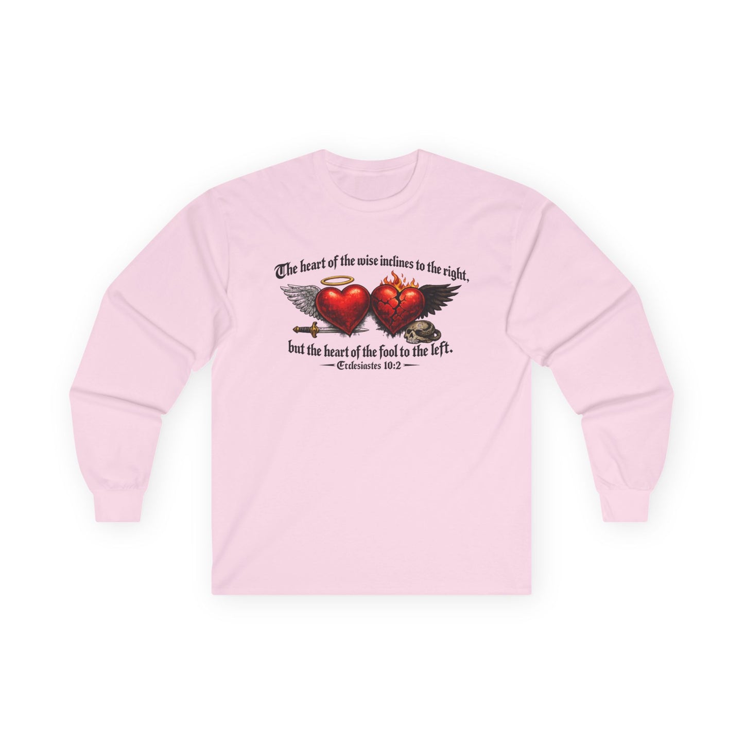Ecclesiastes 10:2 Winged Hearts Conservative & Liberal Meanings Gildan Brand T-Shirt