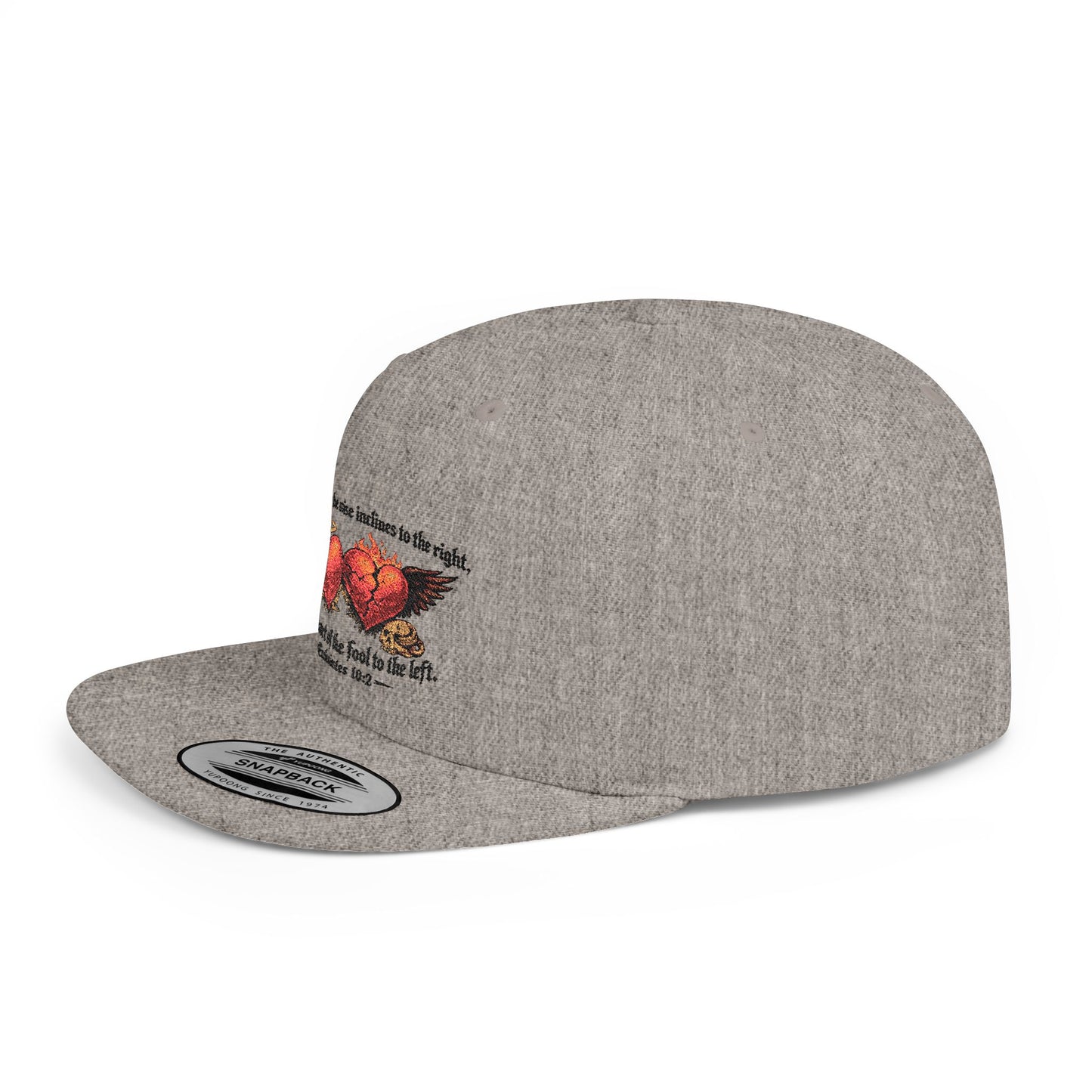 Ecclesiastes 10:2 Winged Hearts Conservative & Liberal Meanings Flat Bill Snapback Hat