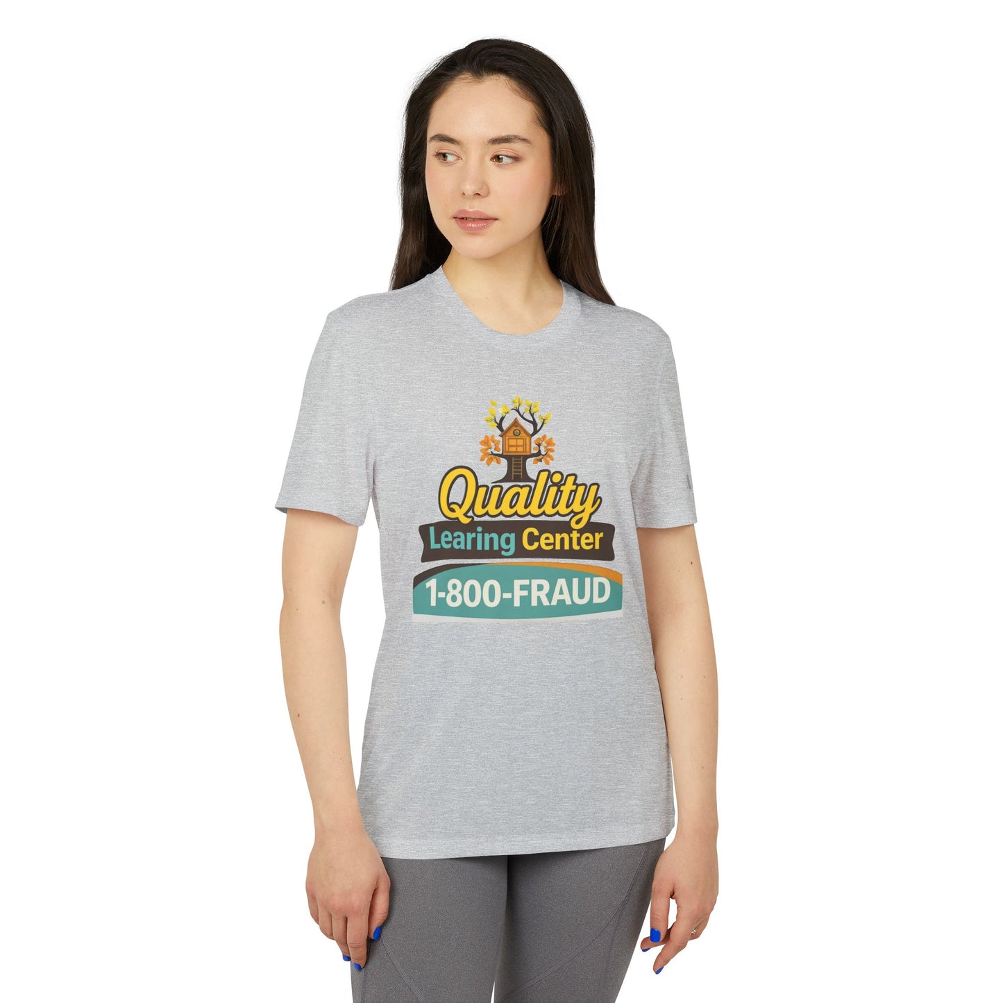 "Quality Learing Center" 1-800-FRAUD Adidas Brand T-Shirt