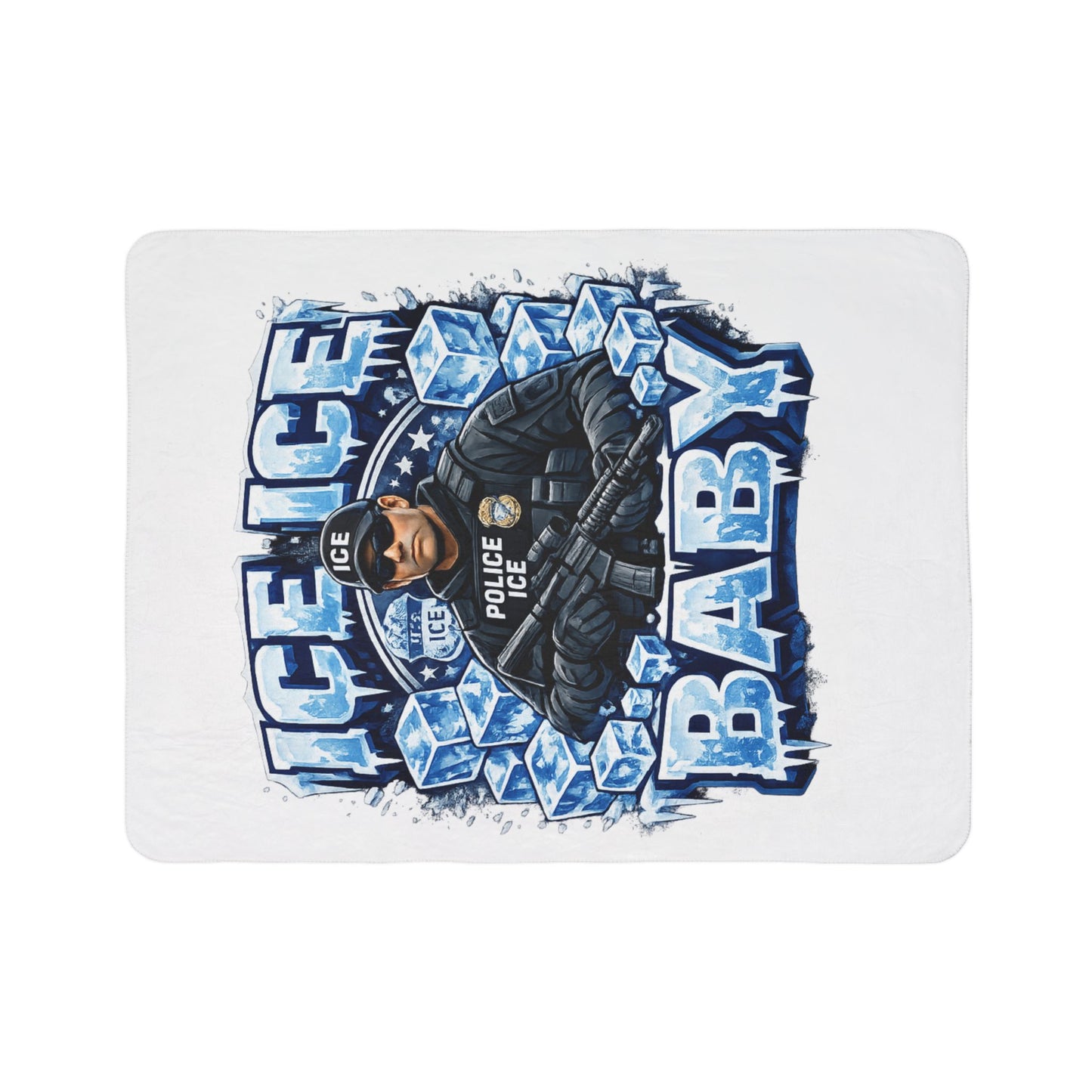 Ice Ice Baby ICE Agent Fleece Sherpa Blanket