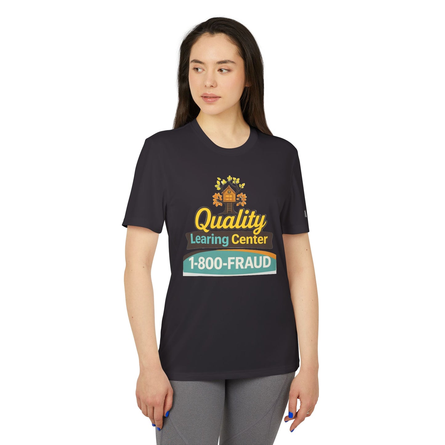 "Quality Learing Center" 1-800-FRAUD Adidas Brand T-Shirt
