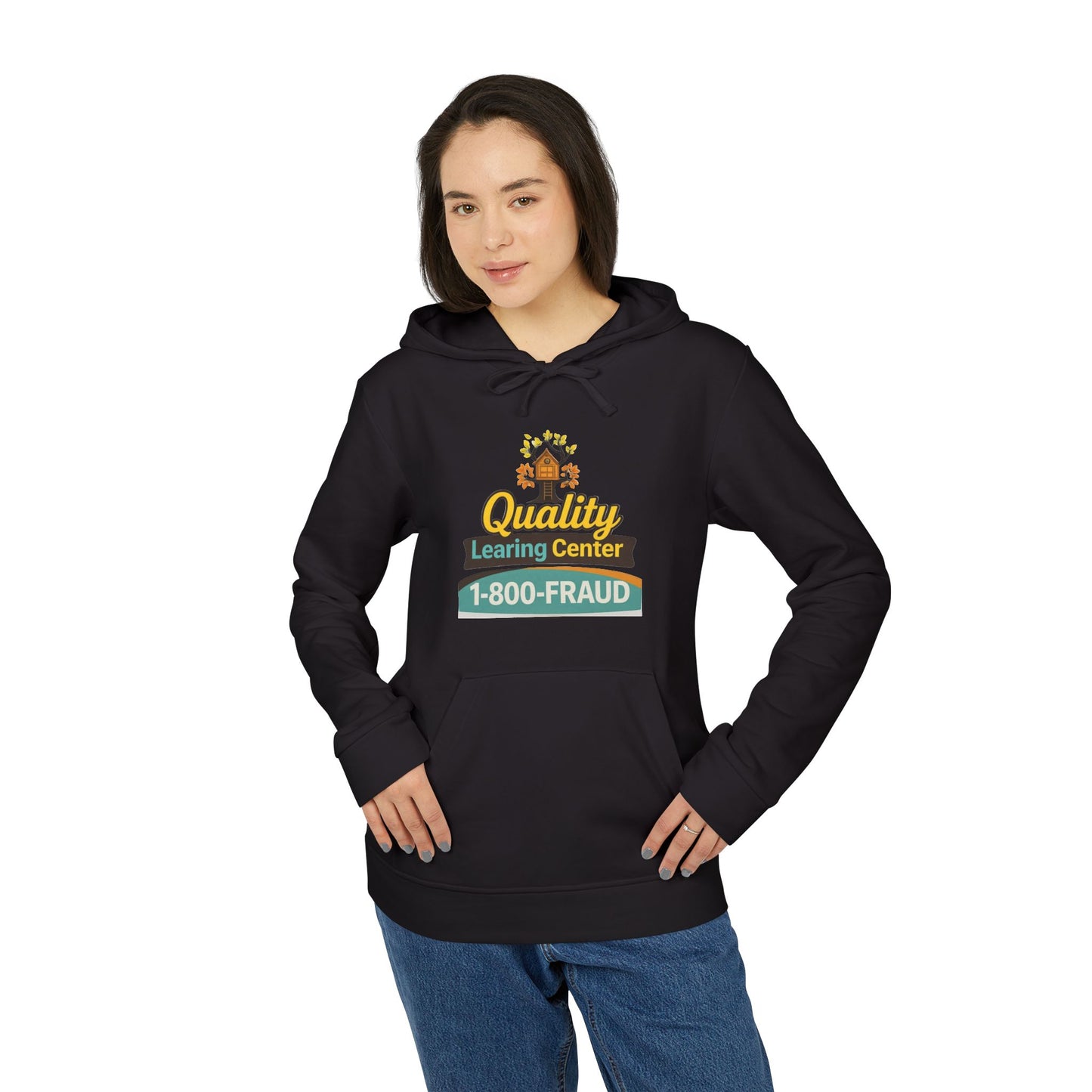 "Quality Learing Center" 1-800-FRAUD Adidas Brand Hoodie