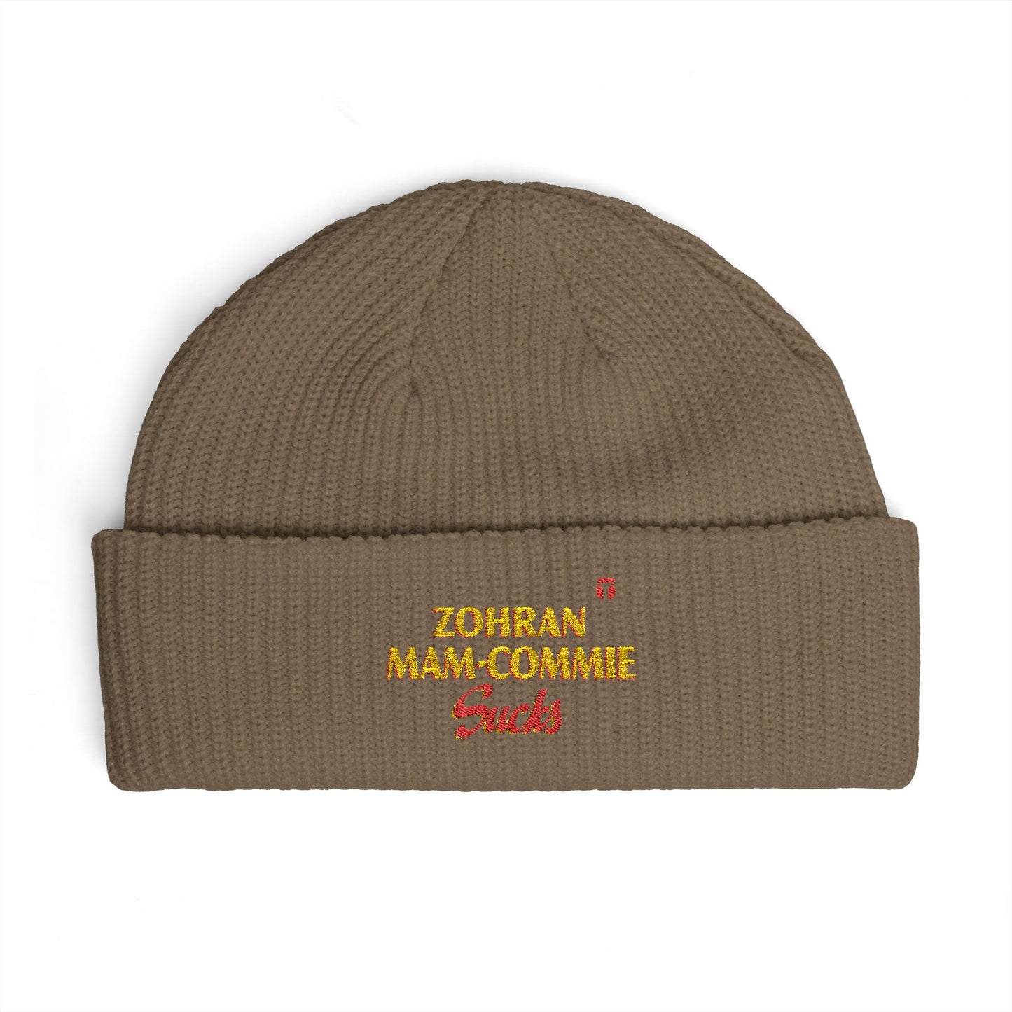 Zohran Mam-Commie Sucks Embroidered Cuff Beanie
