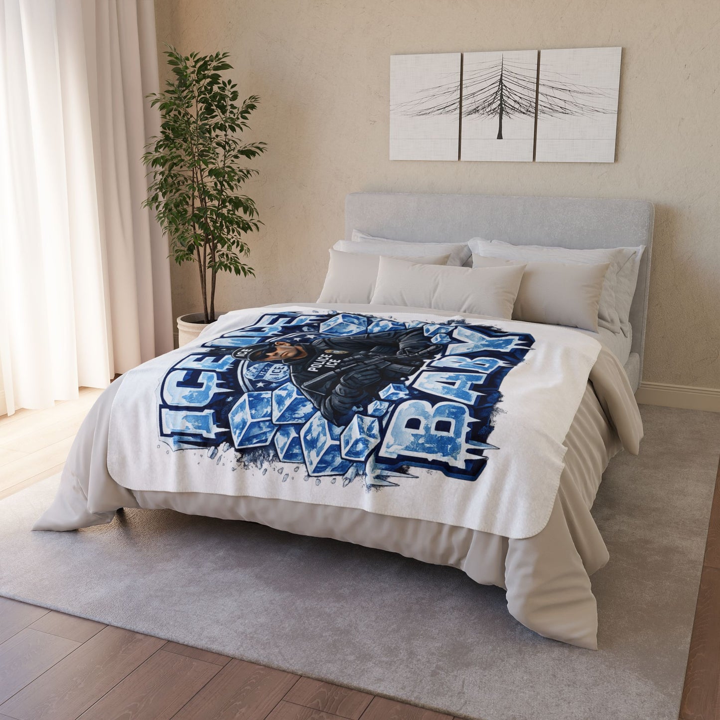 Ice Ice Baby ICE Agent Fleece Sherpa Blanket