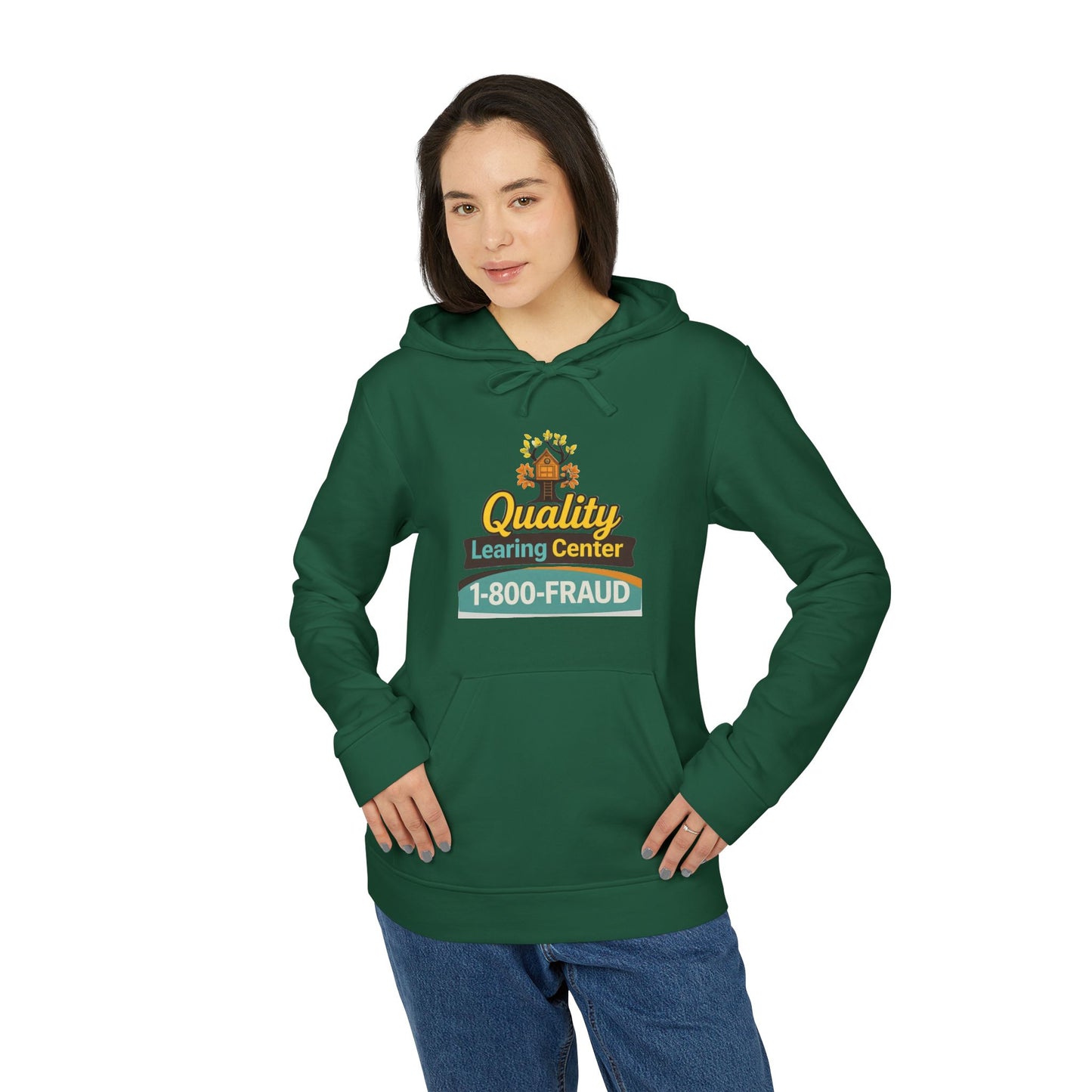 "Quality Learing Center" 1-800-FRAUD Adidas Brand Hoodie