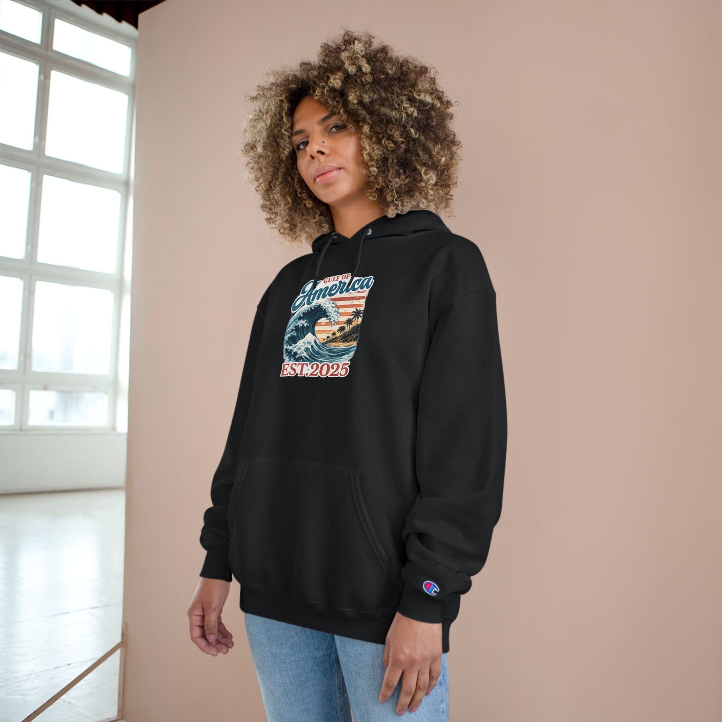 Gulf of America Est. 2025 Waves Champion Brand Hoodie