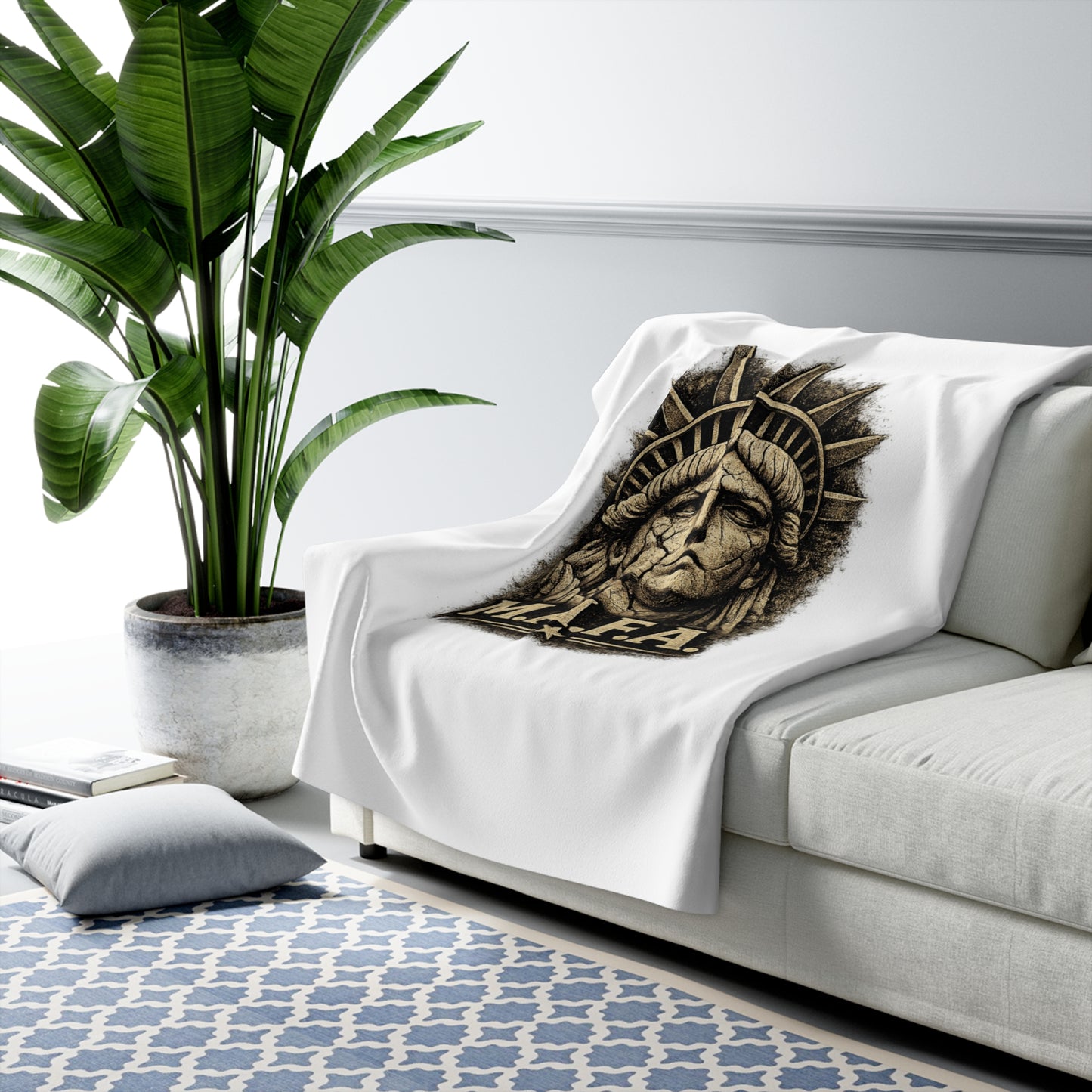 M.A.F.A. "Statue Of Liberty" "Sovereignty Security Prosperity " Sherpa Fleece Blanket